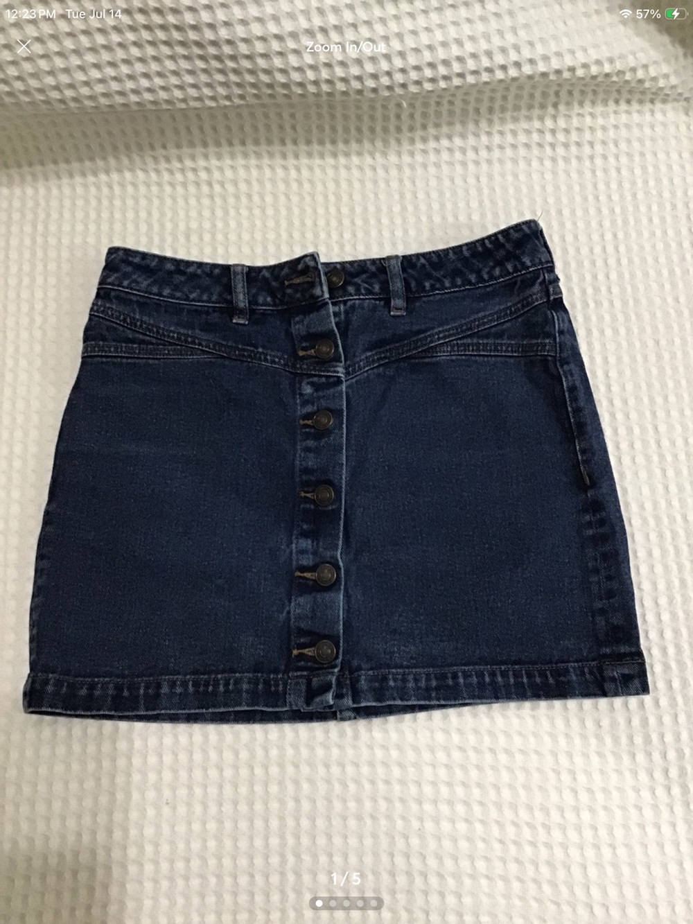 Vintage PacSun Dark Blue Denim Button-Front Mini Skirt size 28